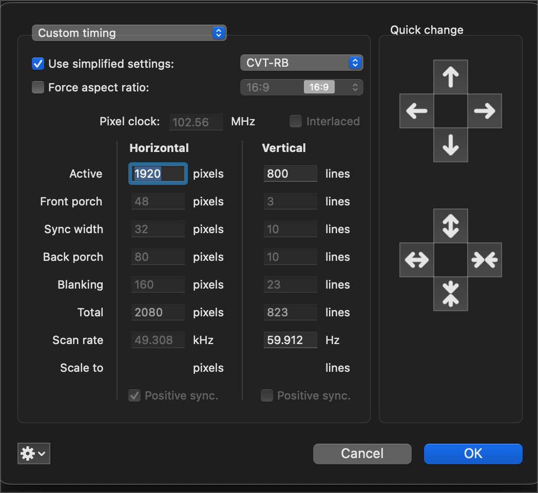 1920×800 Custom timing 設定